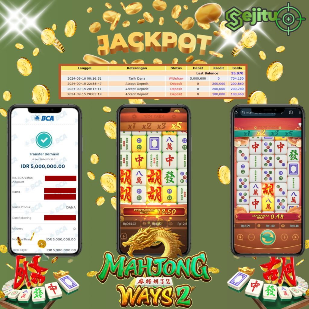 PEMENANG JACKPOT SEJITU GAME MAHJONG WAYS 2 PG SOFT