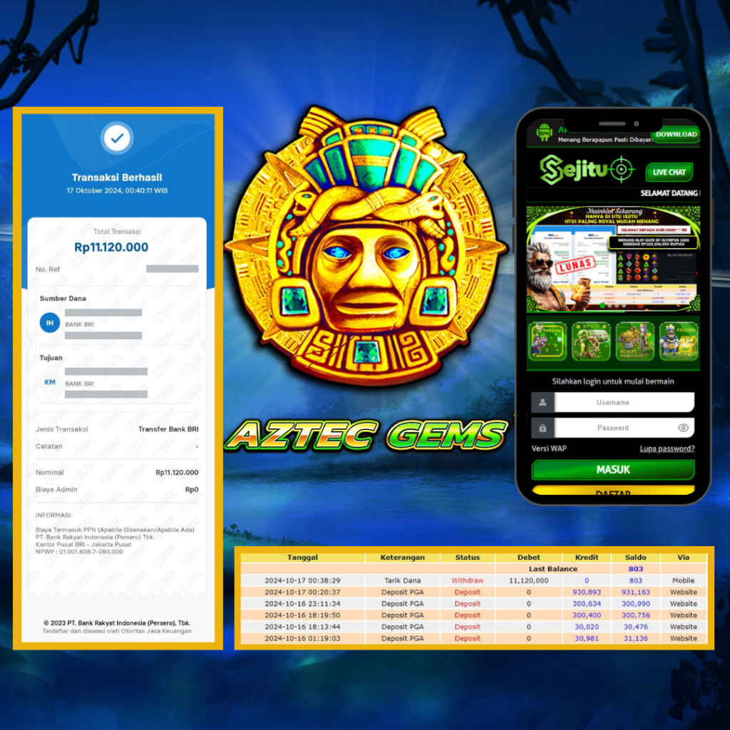 PEMENANG JACKPOT SEJITU GAME AZTEC GEMS PRAGMATIC PLAY