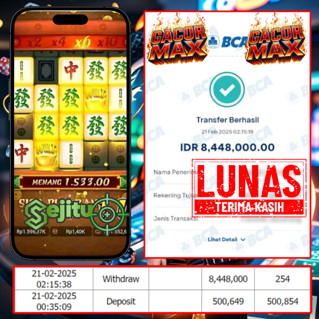 PEMENANG JACKPOT SEJITU MAHYONG WAYS 2 PG SOFT