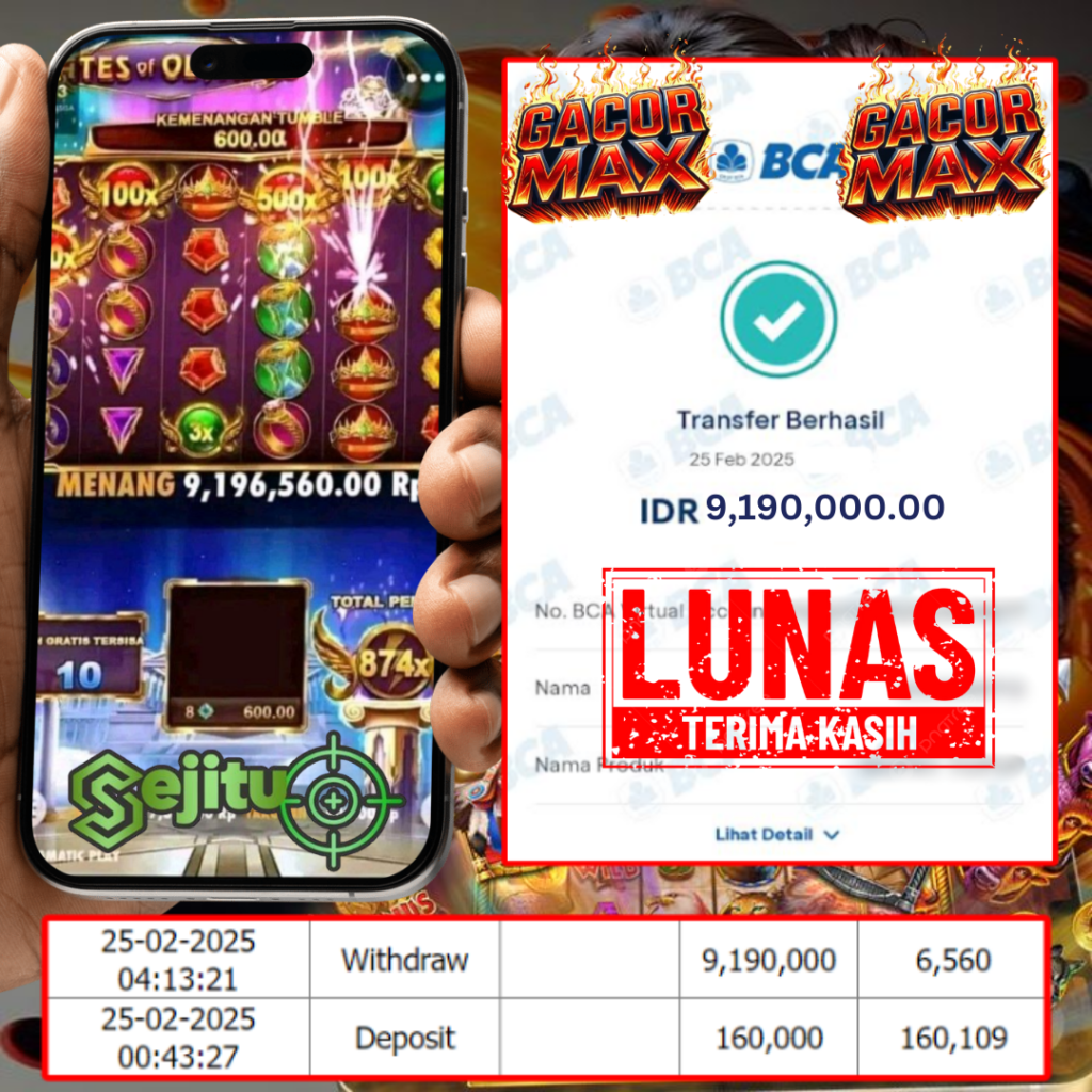 PEMENANG JACKPOT SEJITU GATE OF OLYMPUS PRAGAMTIC PLAY