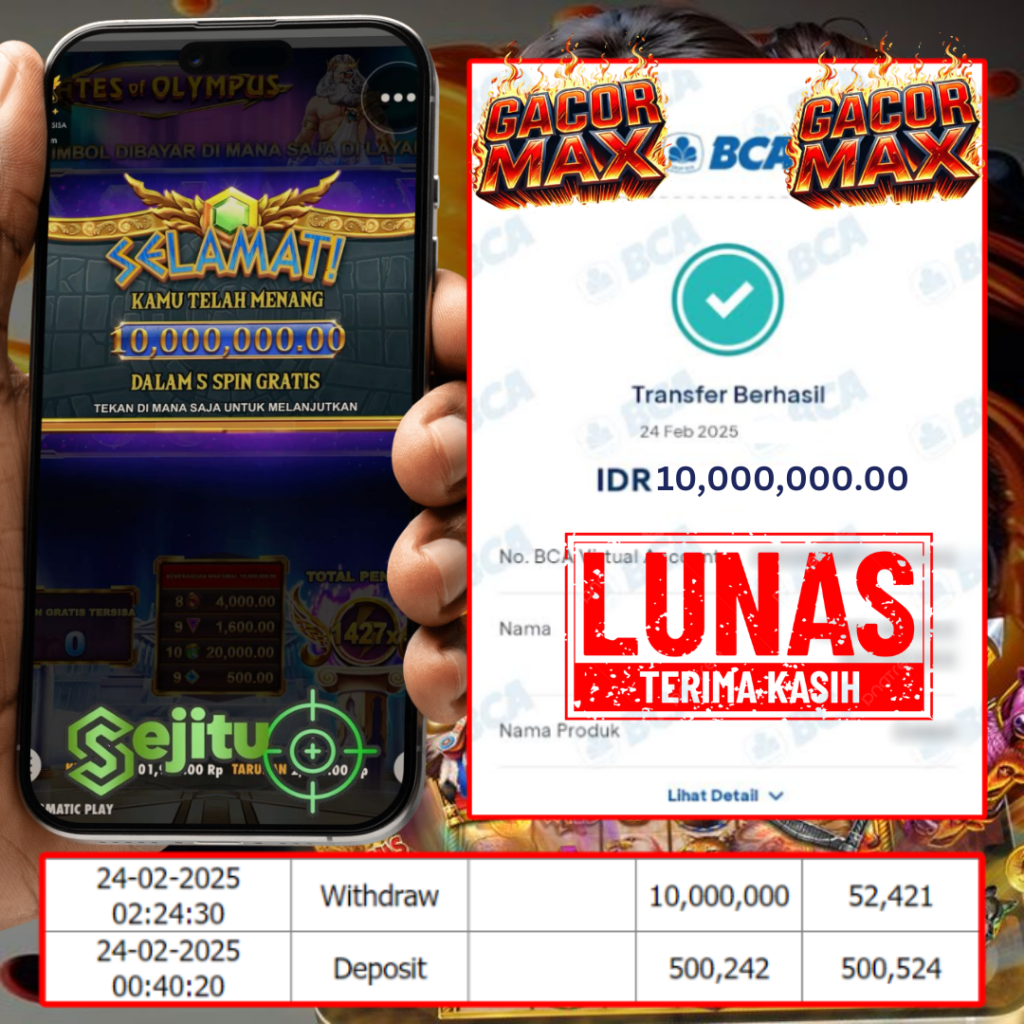 PEMENANG JACKPOT SEJITU GATES OF OLYMPUS PRAGMATIC PLAY